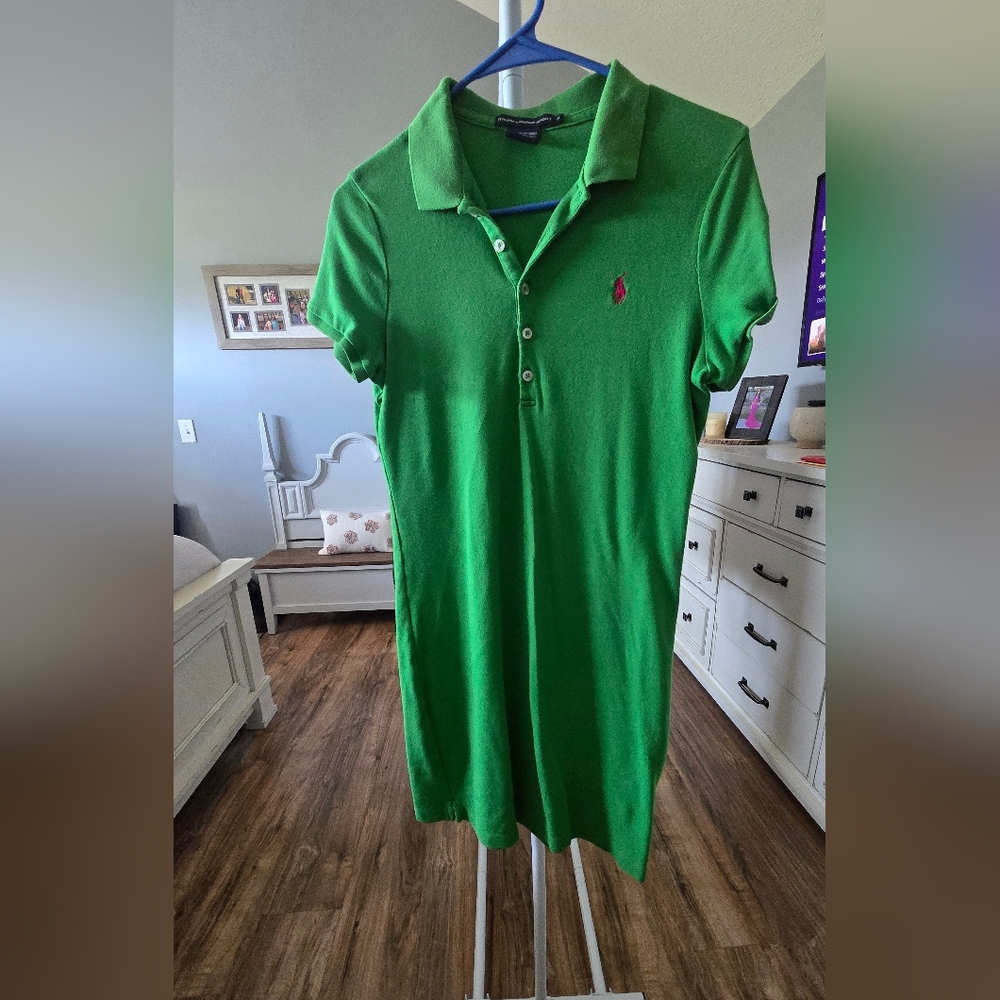 Ralph Lauren Sport Green Polo with Pink Accent